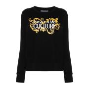Versace Jeans Couture Barocco Print Crew Neck Sweater Black, Dam