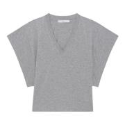 IRO Basilya V-ringad T-shirt Gray, Dam