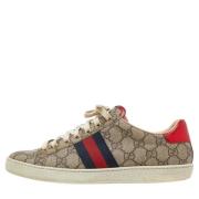 Gucci Vintage Pre-owned Belagd canvas sneakers Beige, Dam
