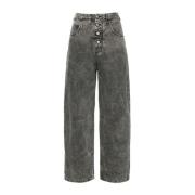 MM6 Maison Margiela Gråa Crinkled Denim Jeans Gray, Dam