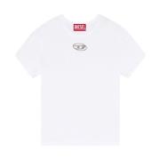 Diesel Vit Bomull T-shirt med Cut-out Oval D Logo White, Dam