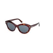 Tom Ford Röd Havana Blå Solglasögon Ft1111 Brown, Unisex