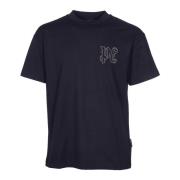 Palm Angels Bomull T-shirt med broderat monogram Black, Herr