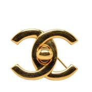 Chanel Vintage Pre-owned Metall broscher Yellow, Dam