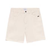 Amish Denim Shorts med Kontrastbroderi White, Herr