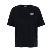 Maison Kitsuné Handskrift Logo Print Crewneck T-shirt Svart Black, Dam
