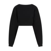 Saint Laurent Svart Bomulls Sweatshirt med Utskuren Detalj Black, Dam