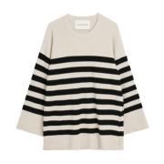 By Malene Birger Oversize Wide-Sleeve Merino Wool Sweater White, Dam
