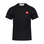 Comme des Garçons Play Svart Hjärta Patch Bomull T-shirt Black, Dam