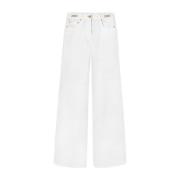 Versace Vit Denim Flared Jeans med Medusa Head White, Dam