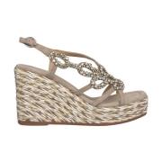 ALMA EN PENA Flätad kil sandal med strass Brown, Dam