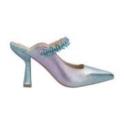 ALMA EN PENA Kristalldekorerad spetsig slingback sko Blue, Dam