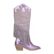 Alma EN Pena Glittrande Fringed Cowboy Boot Purple, Dam