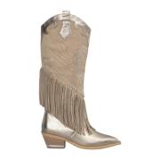 Alma EN Pena Glittrande Fringed Cowboy Boots Brown, Dam