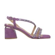 Alma EN Pena Fyrkantig Tå Rhinestone Remmar Sandal Purple, Dam