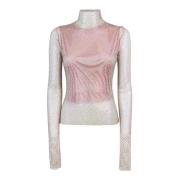 Sportmax Rosa Stickad T-shirt och Jersey Top Set Pink, Dam