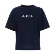 A.p.c. Marinblå Piquet T-shirt Blue, Dam