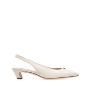 Bally Emblem motiv slingback med låg klack White, Dam