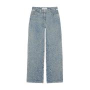 IRO Broderade Oversized Jeans Isblå Blue, Dam