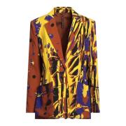 Manila Grace Enkelknäppt jacka med mönster, knappstängning Multicolor,...