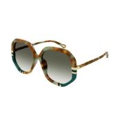 Chloé Stiliga Havana Gröna Solglasögon Multicolor, Unisex