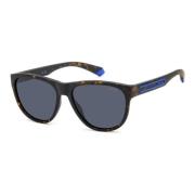 Polaroid Havana/Blue Sunglasses Brown, Unisex