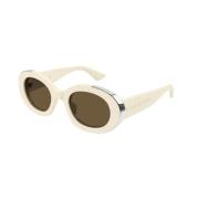 Alexander McQueen Ivory Brown Solglasögon Am0445S Modell Beige, Unisex