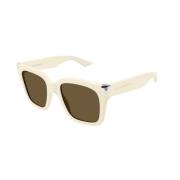 Alexander McQueen Ivory Brown Solglasögon Am0440S Beige, Unisex