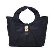Borbonese Modernt handväska med magnetiskt lås och logorem Black, Dam