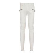 Balmain Biker jeans i vitt denim White, Herr