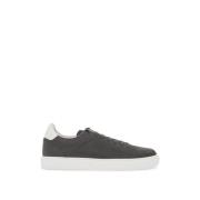 Brunello Cucinelli Nubuck Sneakers med Logo Patch Gray, Herr