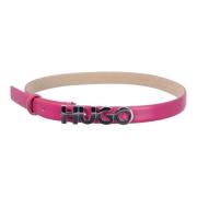 Hugo Boss Zula Bälte Läder Logotyp Fuchsia Pink, Dam