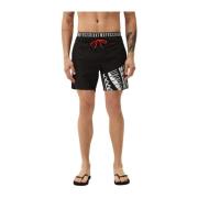 Bikkembergs Elastisk Midja Logo Badshorts Black, Herr