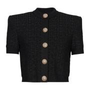 Balmain PB Labyrinth stickad kofta Black, Dam