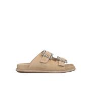 ALMA EN PENA Glittrig Platt Sandal Beige, Dam