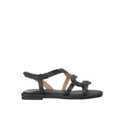 Alma EN Pena Ormutsmyckad fyrkantig tå sandal Black, Dam