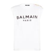 Balmain Bomull T-shirt med logotyptryck White, Dam