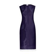 Sportmax Genomskinlig Organza Ärmlös Klänning Blue, Dam