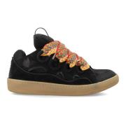 Lanvin Svarta Lädersneakers med Quiltad Tunga Black, Herr