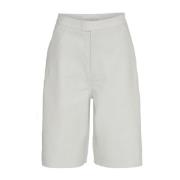 Remain Birger Christensen Läder Bermuda Shorts White, Dam