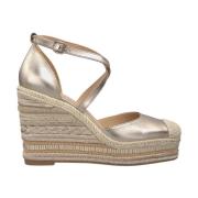 ALMA EN PENA Flätad kilklack sandal med strass Yellow, Dam