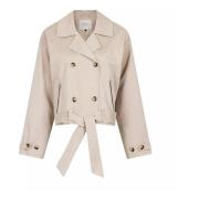 Neo Noir Beige Kort Trenchjacka med Detaljer Beige, Dam