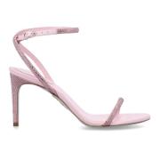 René Caovilla Rosa satin stiletto sandaler med rhinestones Pink, Dam