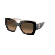Chanel Stiliga solglasögon brun & svart gradient Black, Unisex