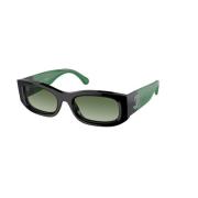 Chanel Stiliga svarta solglasögon med gröna linser Black, Unisex