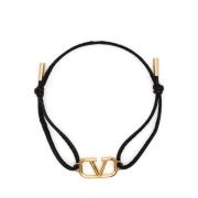 Valentino Garavani Svart VLogo Signature Läderarmband Black, Herr