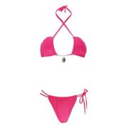 Miss Bikini Fuchsia Bikini Set med Urskärning Pink, Dam