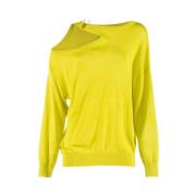 Nenette Långärmad tröja med axelpiercing Yellow, Dam