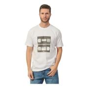 Hugo Boss Abstrakt Tryck T-shirt i Vit White, Herr