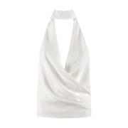 Nenette Vit Amerikansk Hals Skjorta med Fjäderdetalj White, Dam